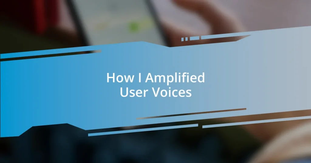 How I Amplified User Voices